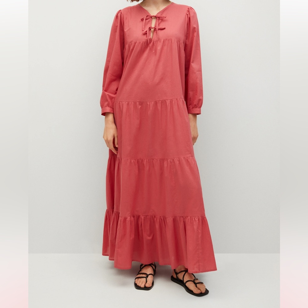 MANGO BOW COTTON DRESS.